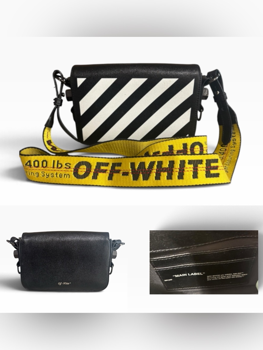 Off-White Diagonal Stripe Shoulder Bag